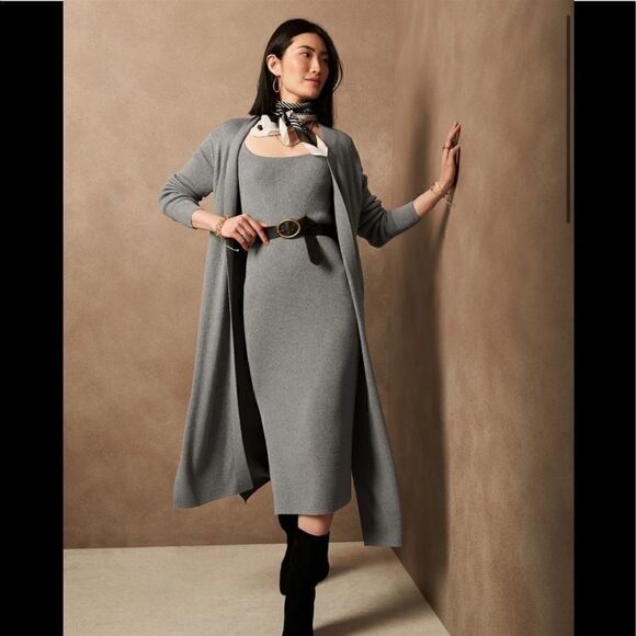 Banana Republic Texture Open-Front Long Cardigan - Picture 2 of 11